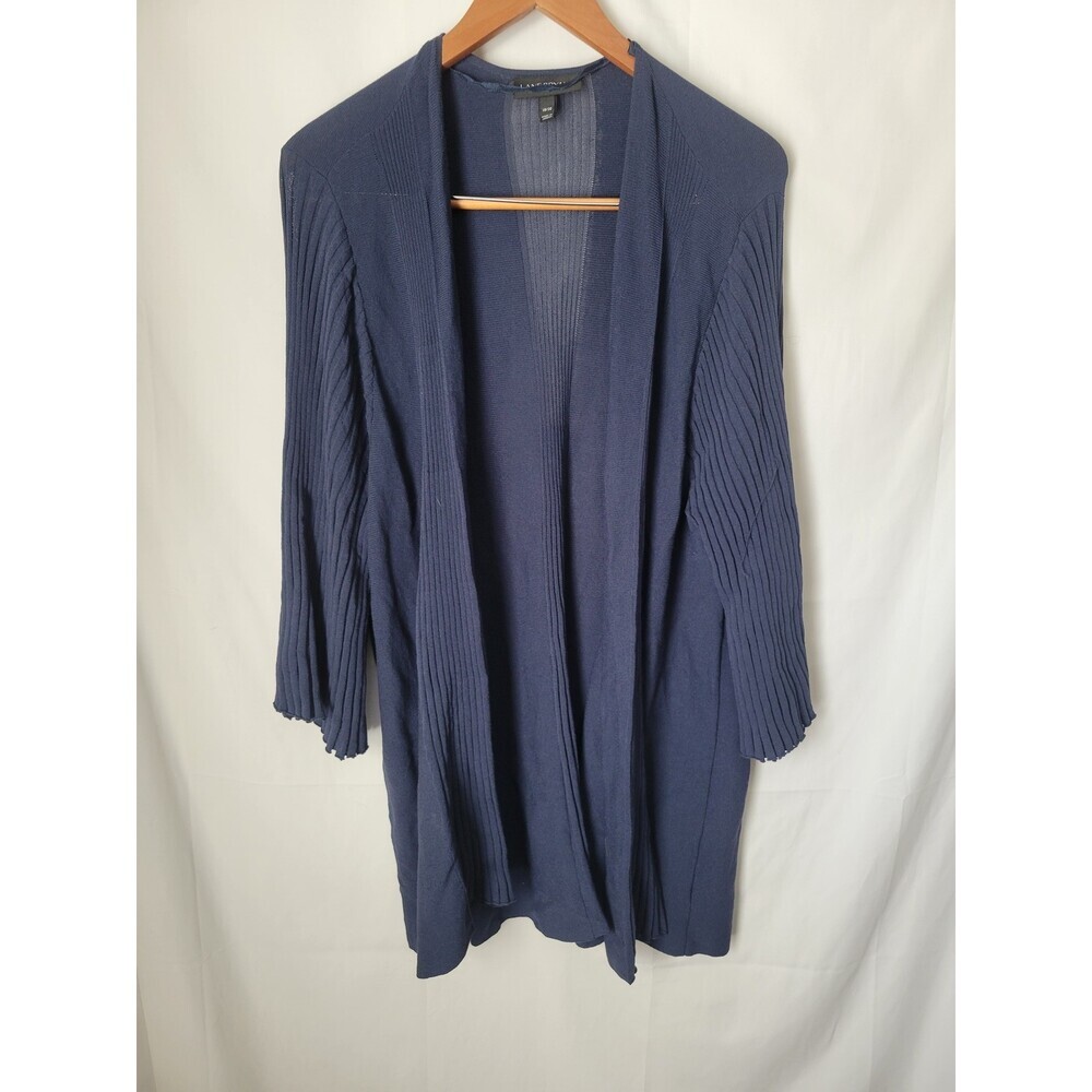 Lane Bryant Women's Plus Size‎ 18/20 Navy Blue Ribbed Knit Open Cardigan Sweater